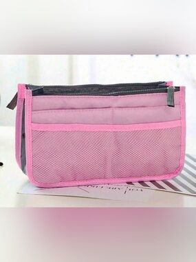 Pink Handbag Organizer Insert Tote Bag Shaper Purse Liner Multi-Pocket NWT